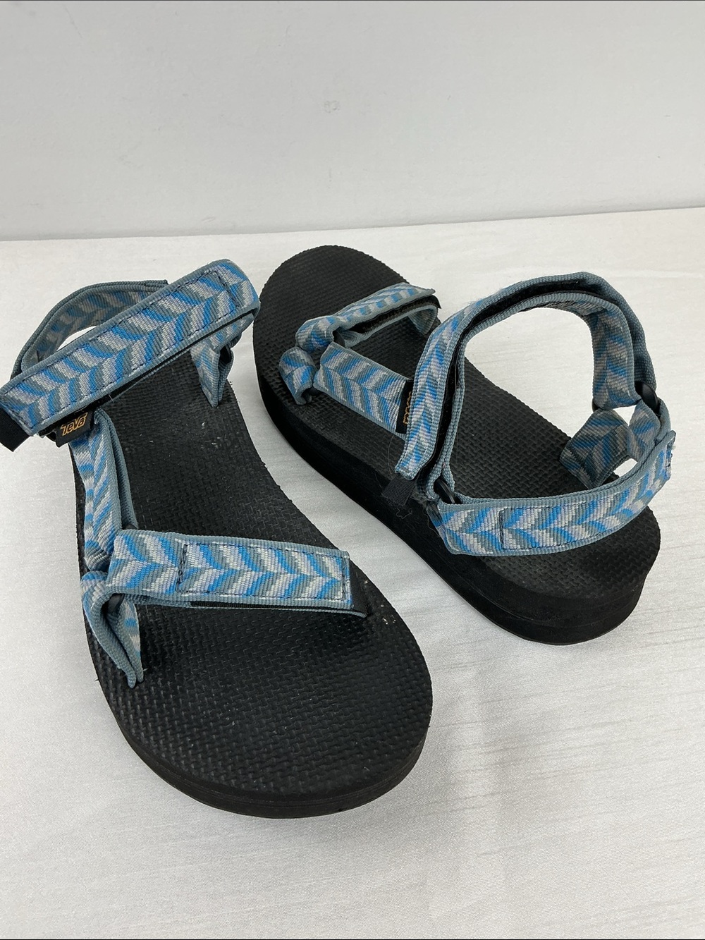 Teva Midform Universal Women 7 Blue Geometric Platform Sandals